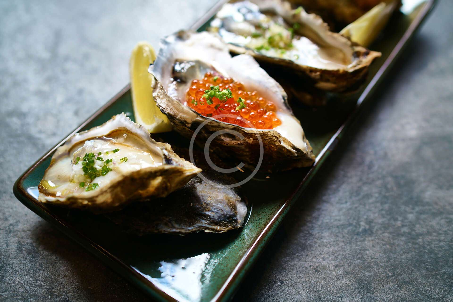 Oysters With Salmon Roe